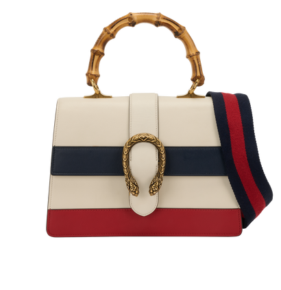 Medium Bamboo Dionysus, &pound;950, Handbags, Blue/Red/White, Leather, Front view